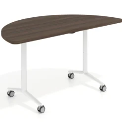 Mesa plegable pivot semicírculo estructura blanco, canto 30cm