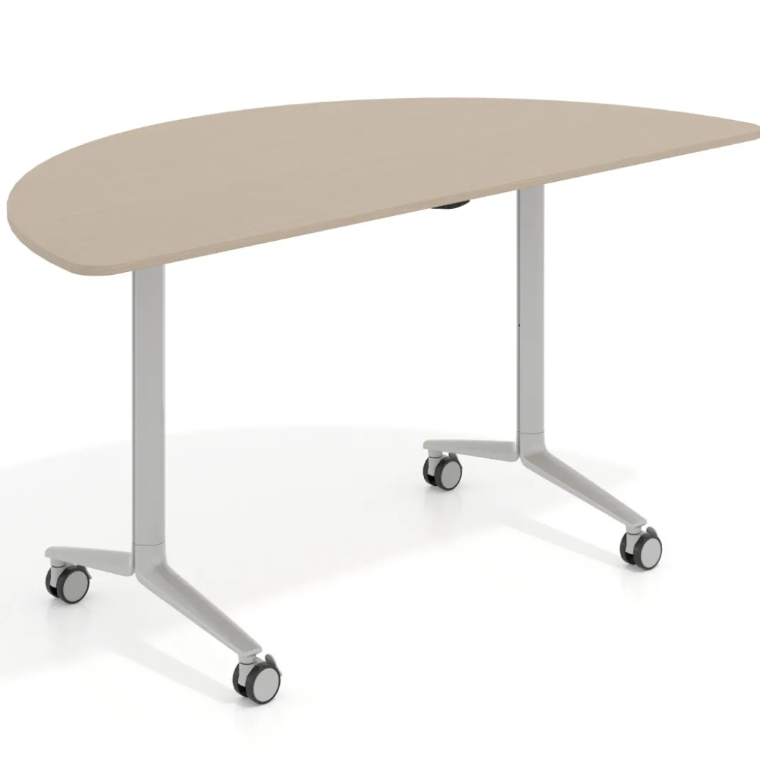 Mesa plegable pivot semicírculo estructura aluminio, canto 16cm