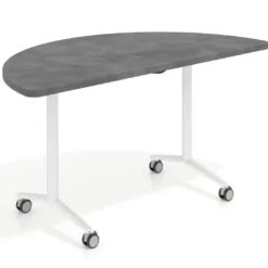 Mesa plegable pivot semicírculo estructura blanco, canto 30cm
