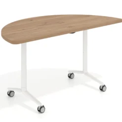 Mesa plegable pivot semicírculo estructura blanco, canto 30cm