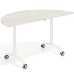 Mesa plegable pivot semicírculo estructura blanco, canto 16cm