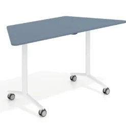 Mesa plegable pivot trapezoidal, estructura blanco, canto 16cm