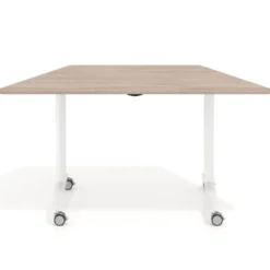 Mesa plegable pivot trapezoidal, estructura blanco, canto 16cm