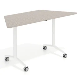 Mesa plegable pivot trapezoidal, estructura blanco, canto 16cm