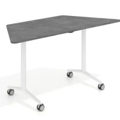 Mesa plegable pivot trapezoidal, estructura blanco, canto 16cm