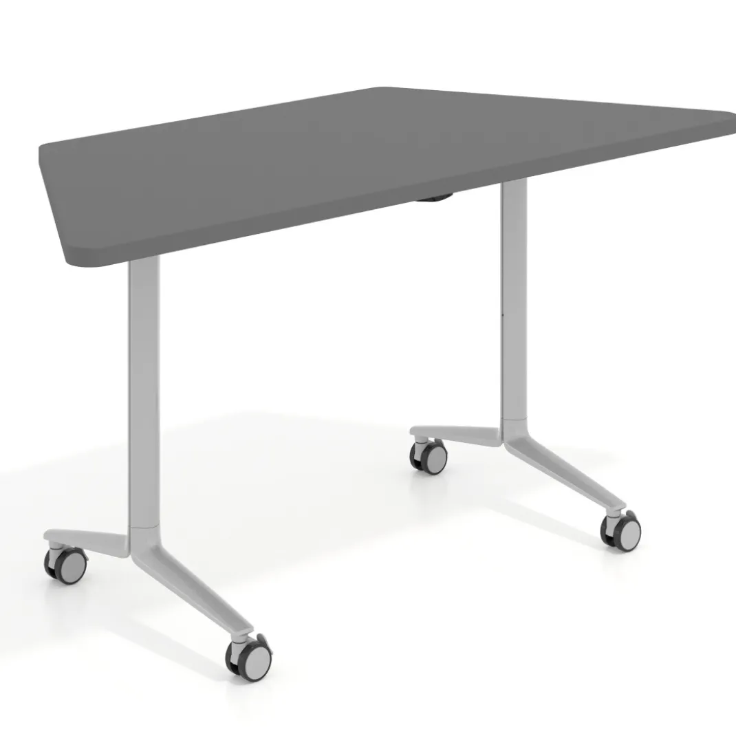 Mesa plegable pivot trapezoidal, estructura aluminio, canto 30cm
