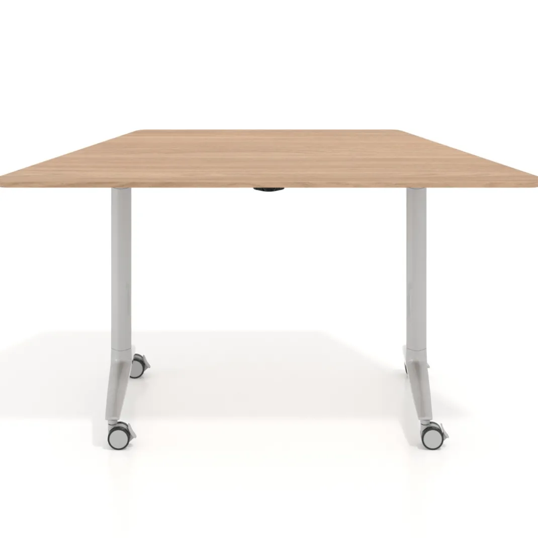 Mesa plegable pivot trapezoidal, estructura aluminio, canto 16cm