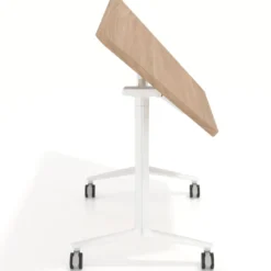 Mesa plegable pivot trapezoidal, estructura blanco, canto 30cm