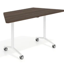 Mesa plegable pivot trapezoidal, estructura blanco, canto 30cm