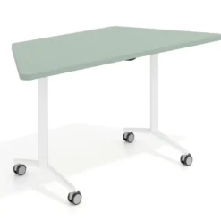 Mesa plegable pivot trapezoidal, estructura blanco, canto 30cm