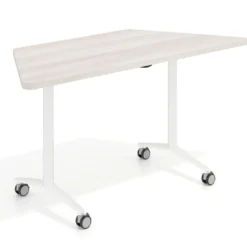 Mesa plegable pivot trapezoidal, estructura blanco, canto 30cm