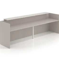 Mostrador doble con doble encimera larga, estructura gris coco