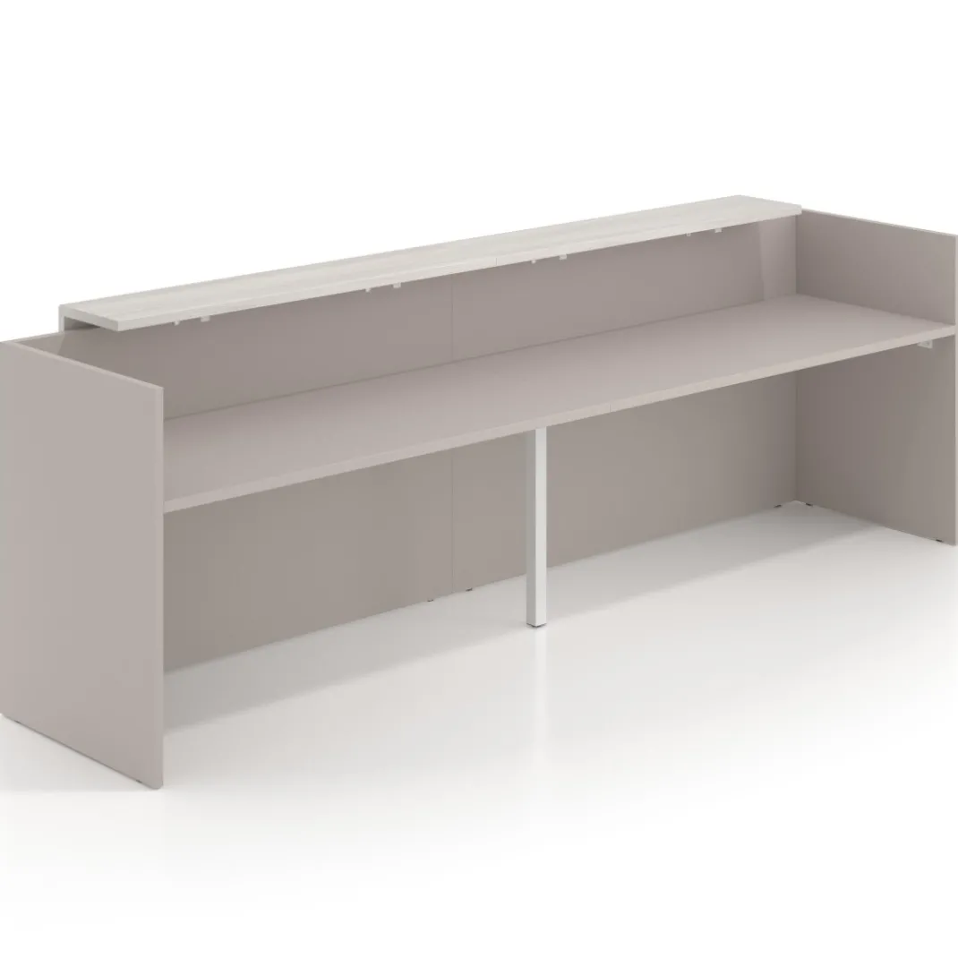 Mostrador doble con doble encimera larga, estructura gris coco