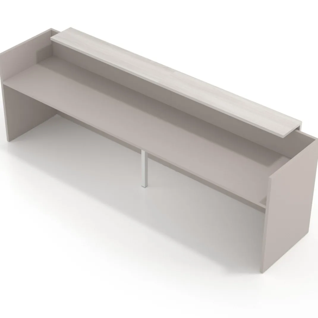 Mostrador doble con doble encimera larga, estructura gris coco