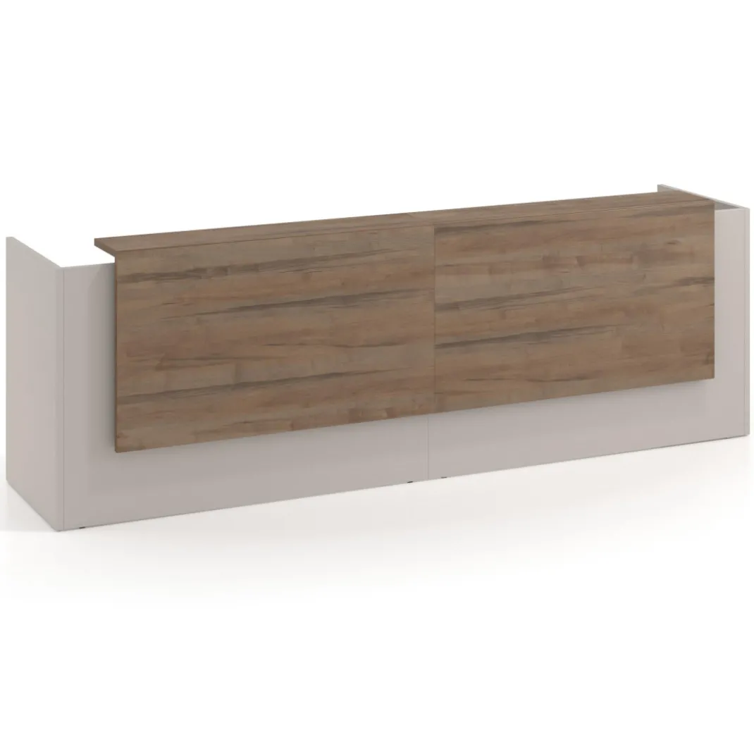 Mostrador doble con doble encimera larga, estructura gris coco