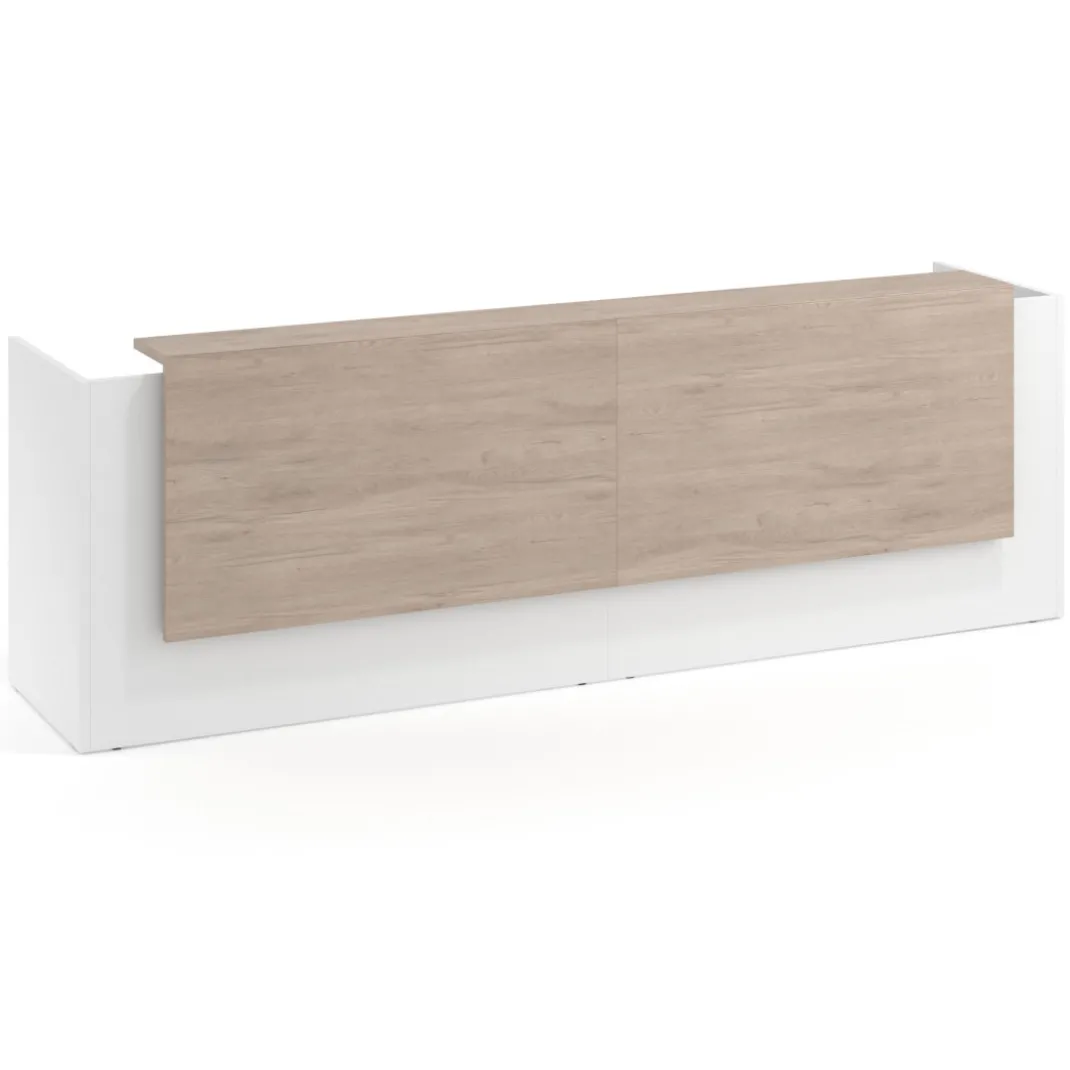 Mostrador doble con doble encimera larga, estructura blanco mate