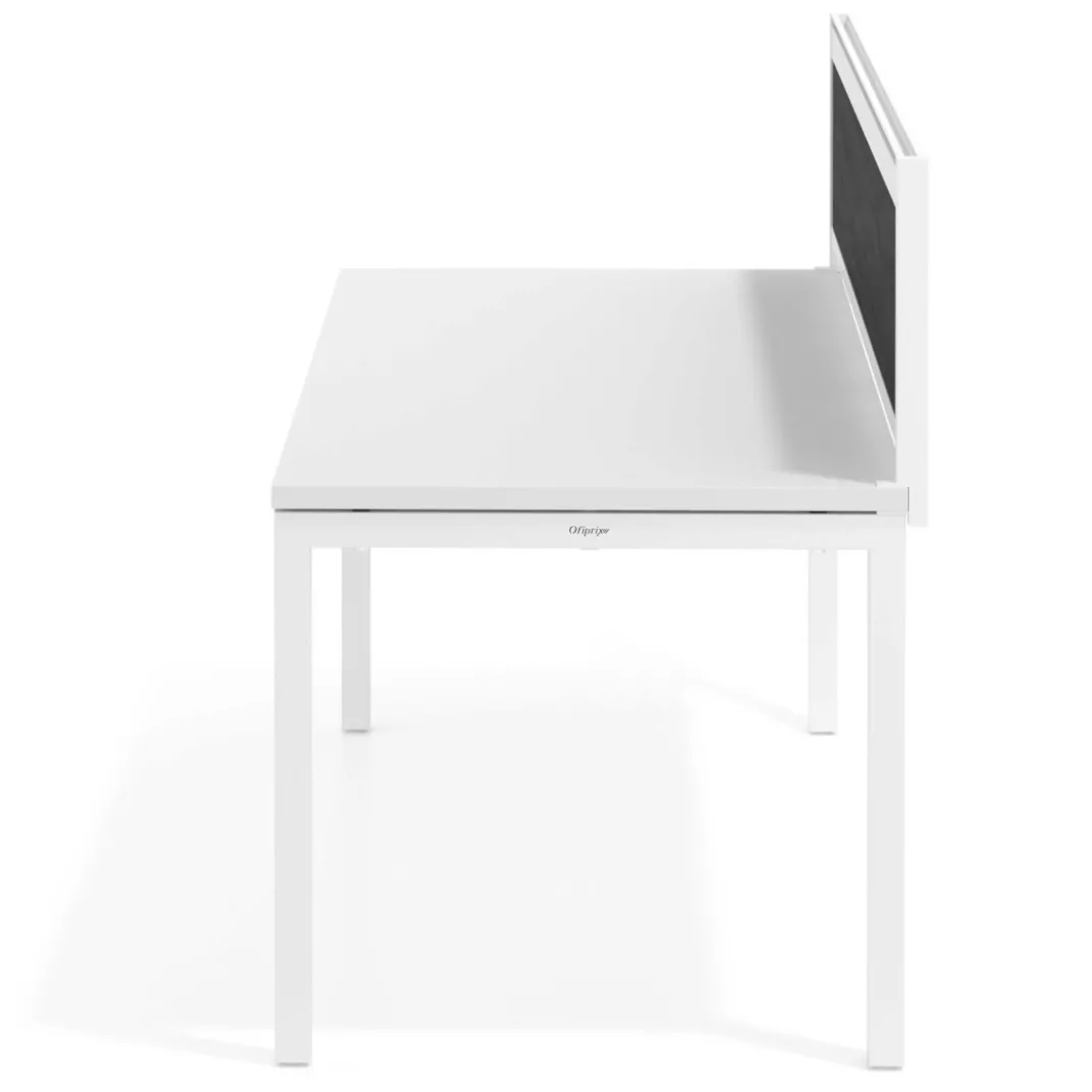 Separador de aluminio Wall para mesa individual en melamina, estructura blanca