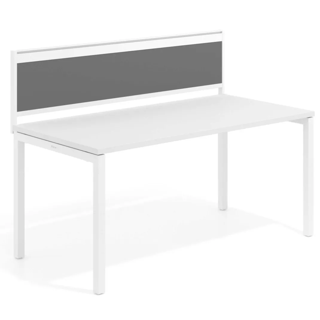 Separador de aluminio Wall para mesa individual en melamina, estructura blanca
