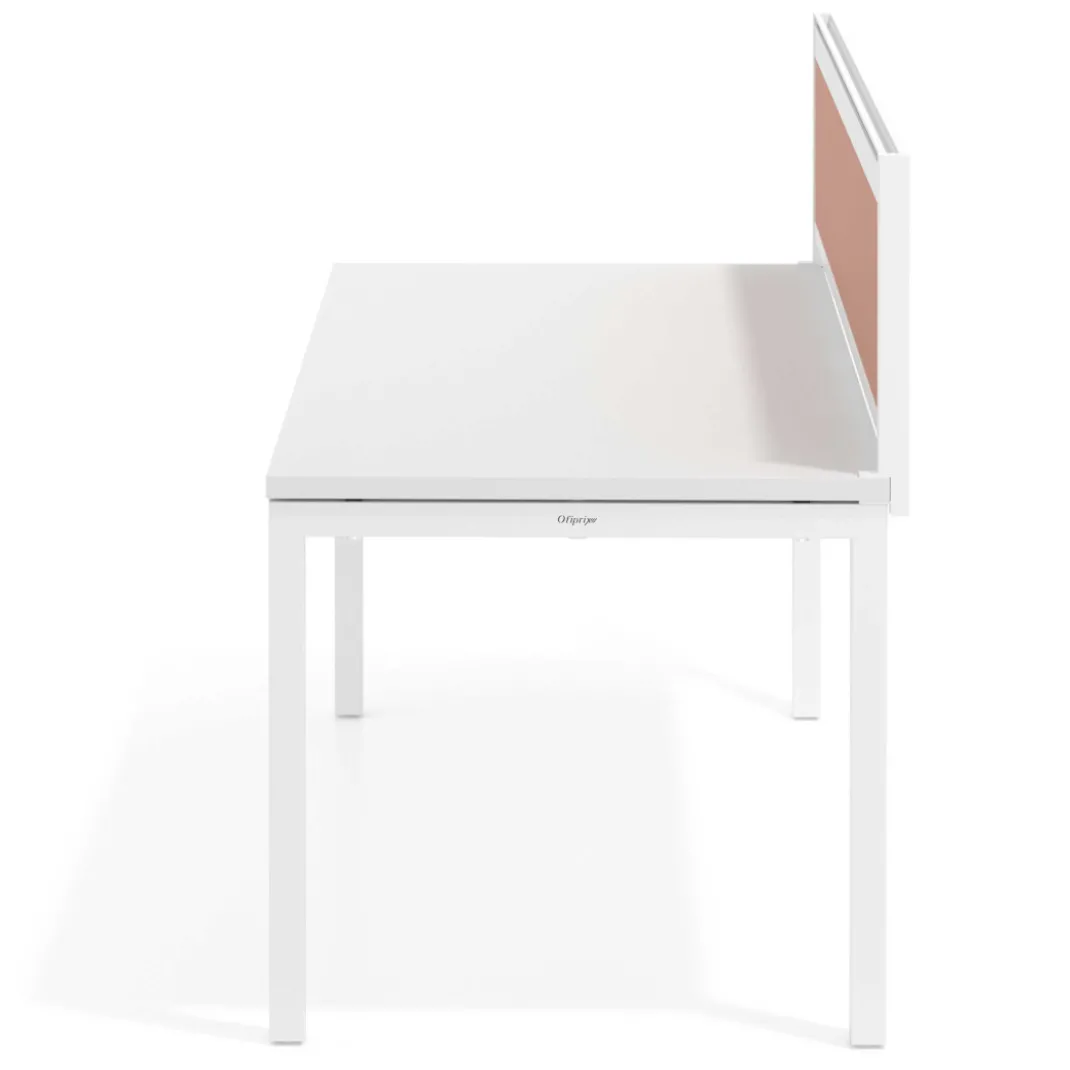 Separador de aluminio Wall para mesa individual en melamina, estructura blanca