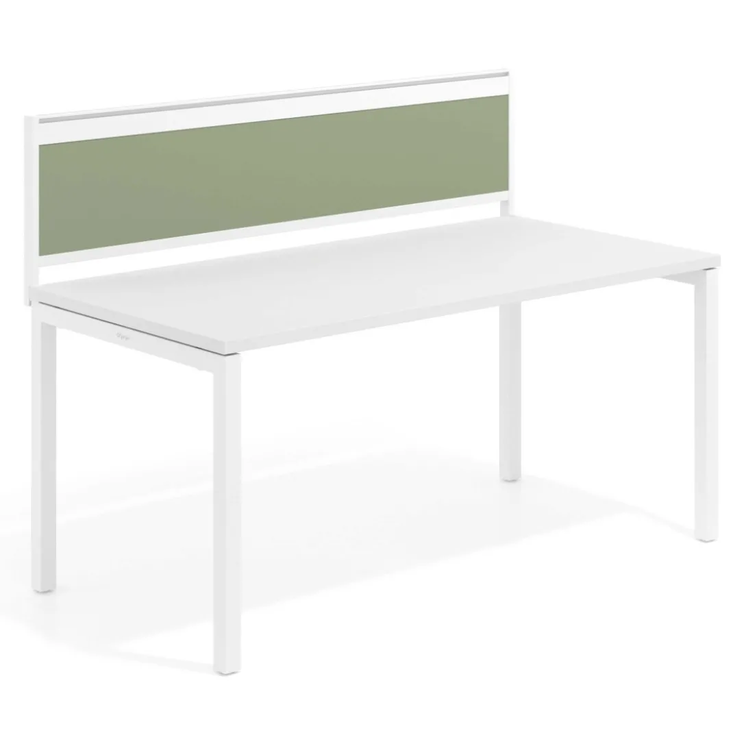 Separador de aluminio Wall para mesa individual en melamina, estructura blanca