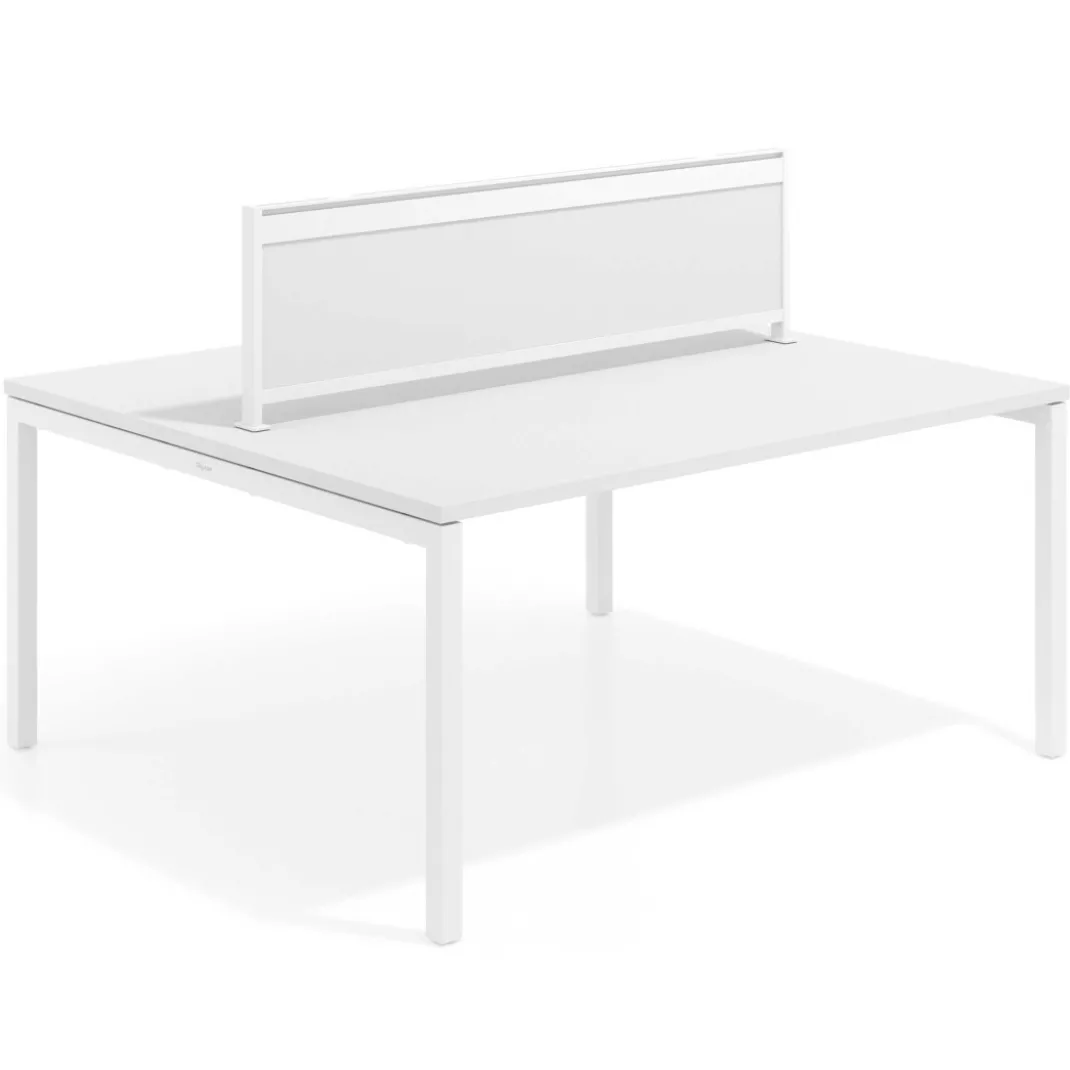 Separador de aluminio Wall para mesa doble coworking en melamina