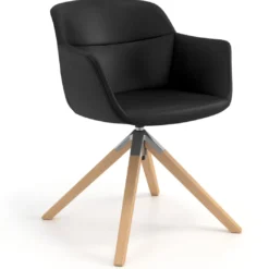 Silla confidente Anne, Patas Madera Asiento Ecopiel