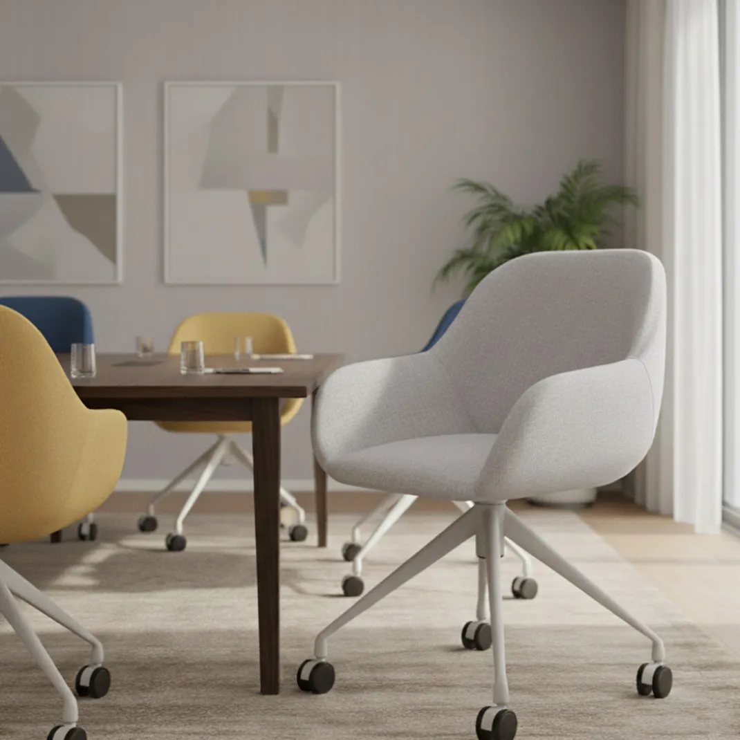 Silla confidente con ruedas moon base de aluminio