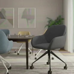 Silla confidente con ruedas moon base de aluminio
