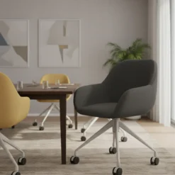 Silla confidente con ruedas moon base de aluminio