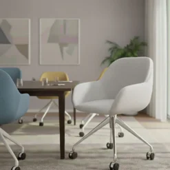 Silla confidente con ruedas moon base de aluminio