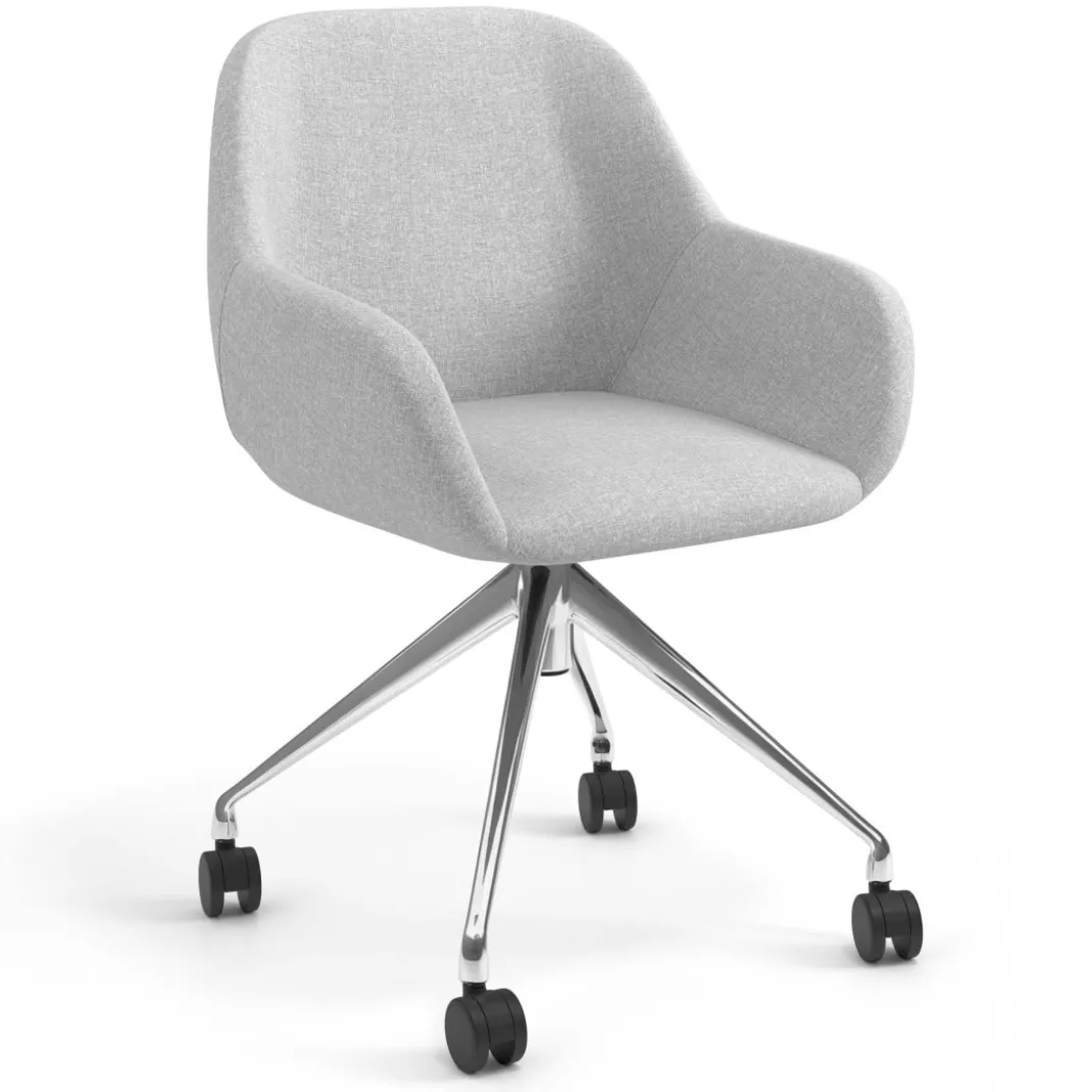 Silla confidente con ruedas moon base de aluminio