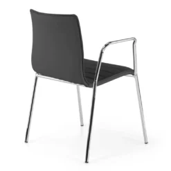 Silla confidente Cube 4 Patas con brazos estructura cromo ecopiel