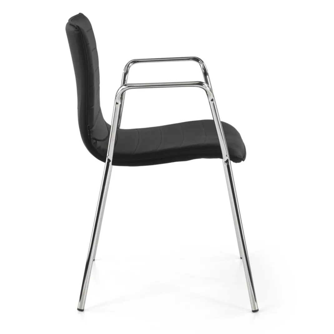 Silla confidente Cube 4 Patas con brazos estructura cromo ecopiel