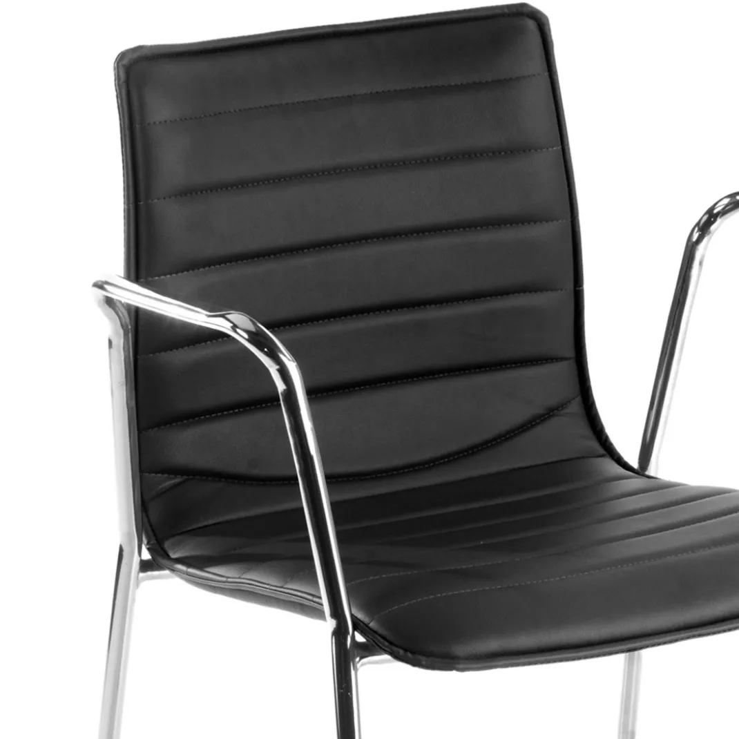 Silla confidente Cube 4 Patas con brazos estructura cromo ecopiel