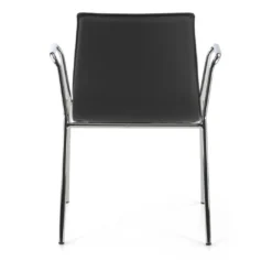 Silla confidente Cube 4 Patas con brazos estructura cromo ecopiel