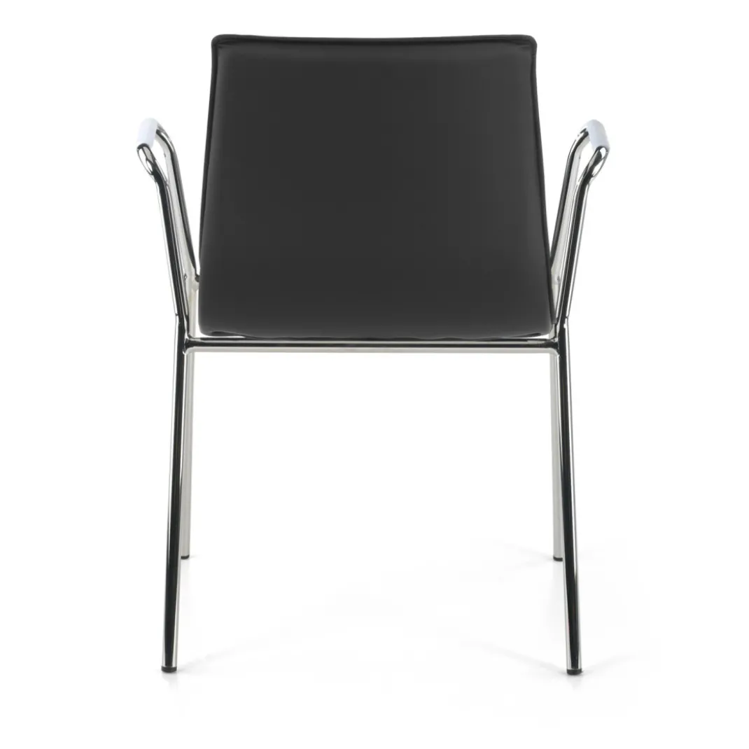 Silla confidente Cube 4 Patas con brazos estructura cromo ecopiel