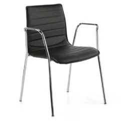 Silla confidente Cube 4 Patas con brazos estructura cromo ecopiel
