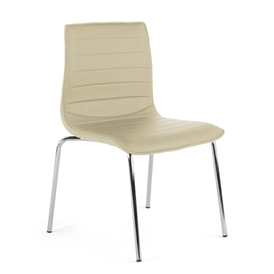 Silla confidente Cube 4 Patas estructura cromo ecopiel
