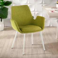 Silla Confidente Elodie, 4 Patas, brazos tapizados, Estructura metálica