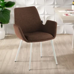 Silla Confidente Elodie, 4 Patas, brazos tapizados, Estructura metálica