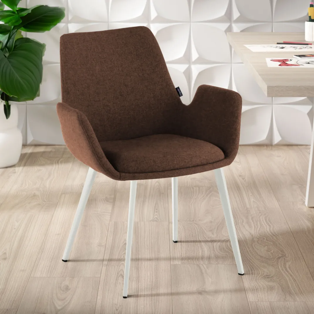 Silla Confidente Elodie, 4 Patas, brazos tapizados, Estructura metálica