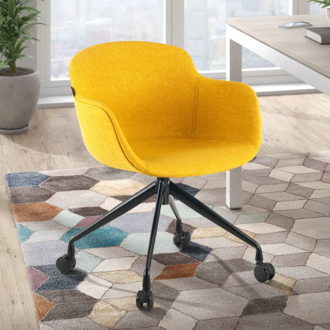 Silla Confidente Ivonne, Giratoria con ruedas, Tapizada