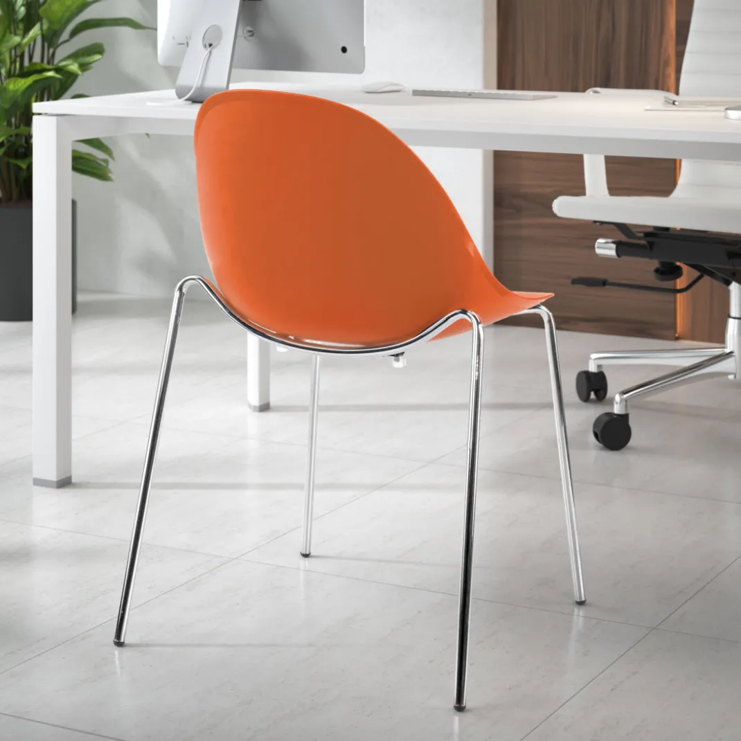 Silla de confidente Flow, 4 patas, estructura acero, apilable