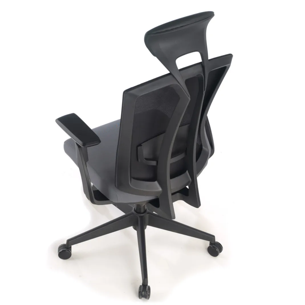 Silla de oficina Baron, reposacabezas, brazos 3D, red