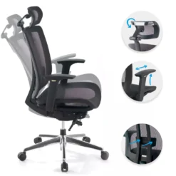 Silla de oficina Ergomax, premium, red con reposacabezas