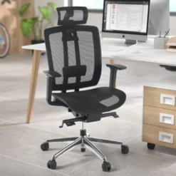Silla de oficina Ergomax, premium, red con reposacabezas