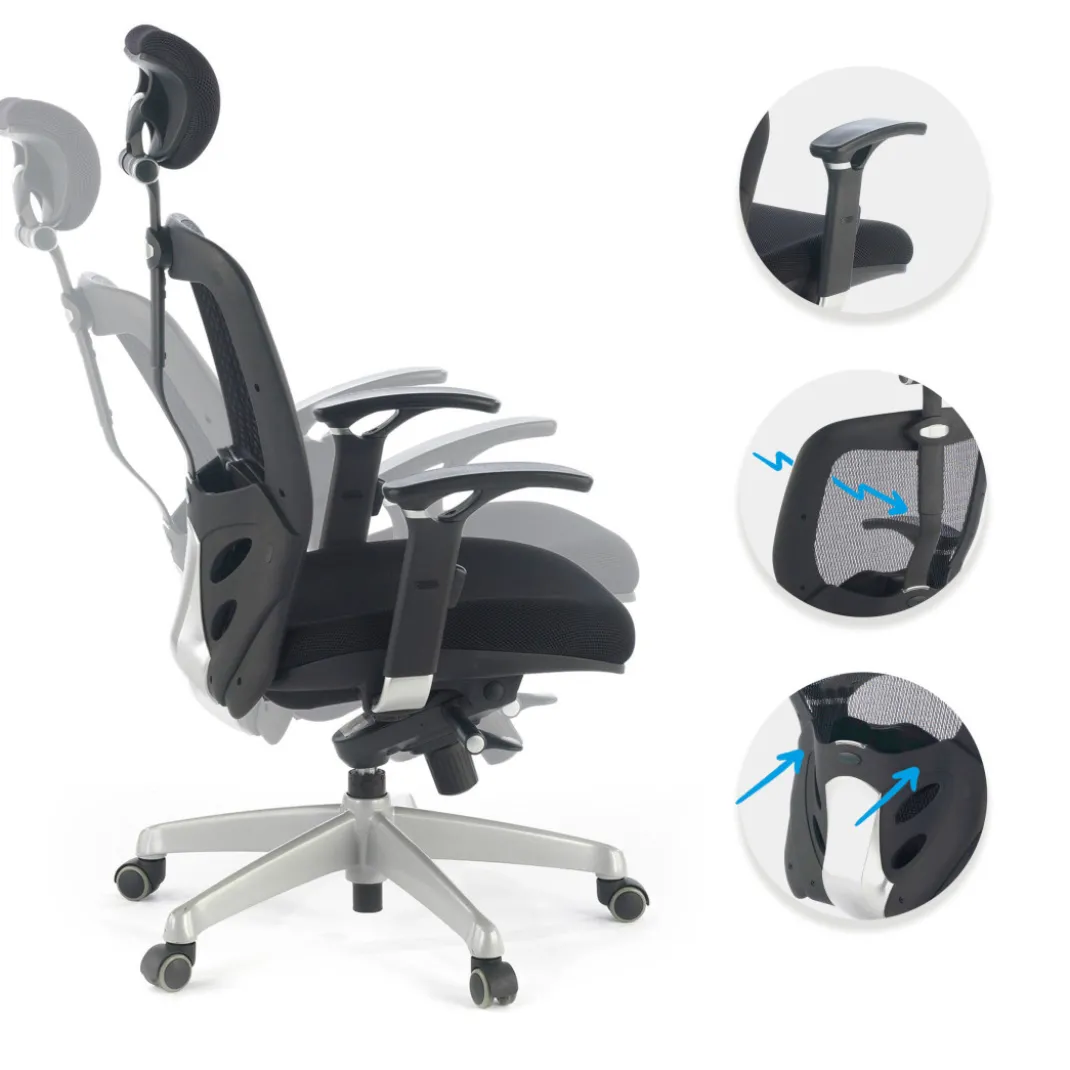 Silla de oficina ergonómica Madonna con reposacabezas