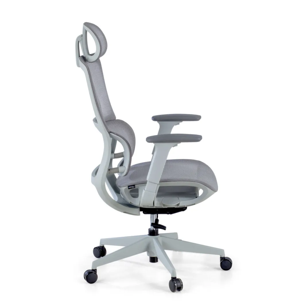 Silla de oficina Gravity White, reposacabezas, brazos 3D, red