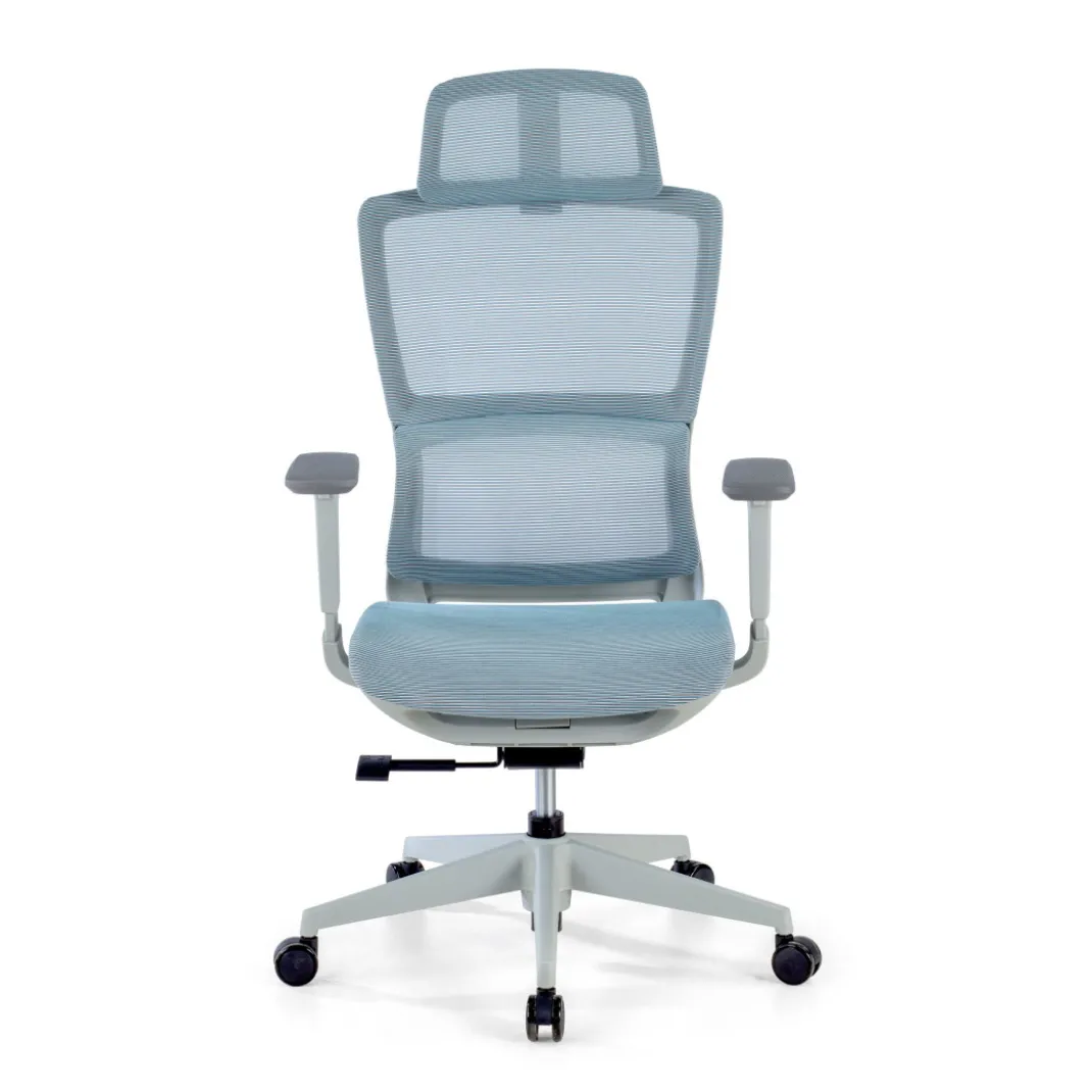 Silla de oficina Gravity White, reposacabezas, brazos 3D, red