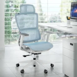 Silla de oficina Gravity White, reposacabezas, brazos 3D, red